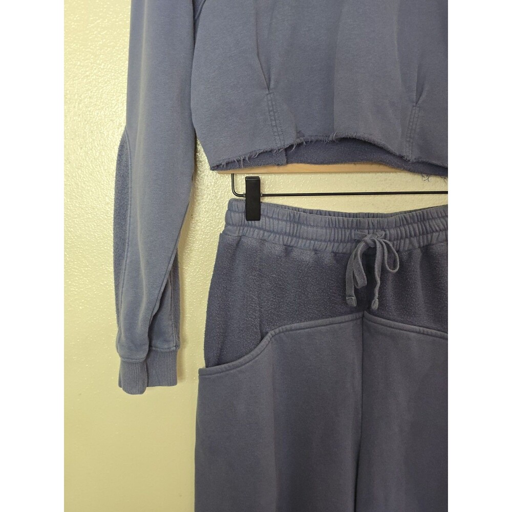 Bohme Women's XS Blue Cropped Quarter Zip Sweatshirt Jogger Pants 2 Piece Set - Picture 6 of 13